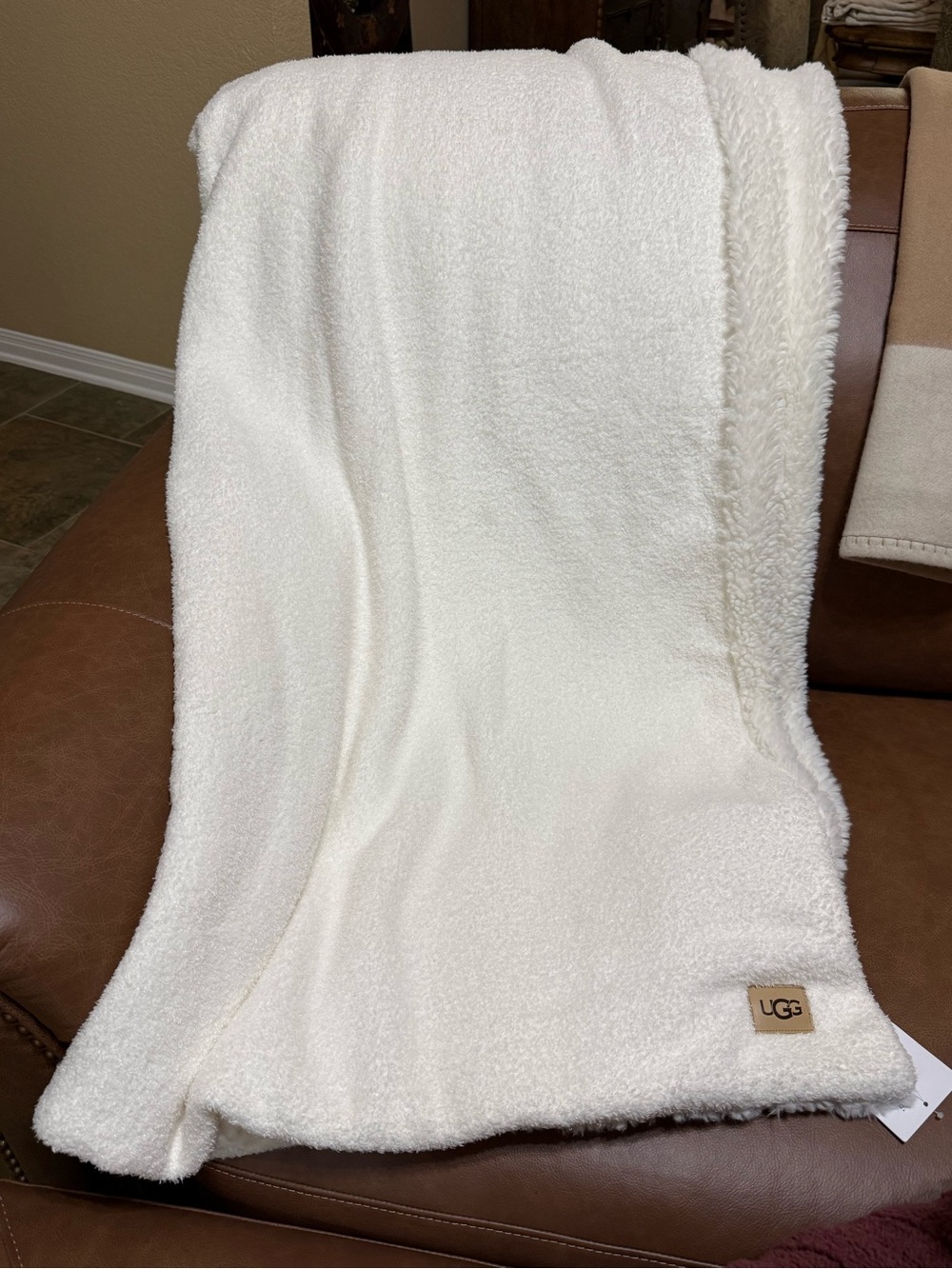 UGG Cream Sherpa Plush Throw Blanket